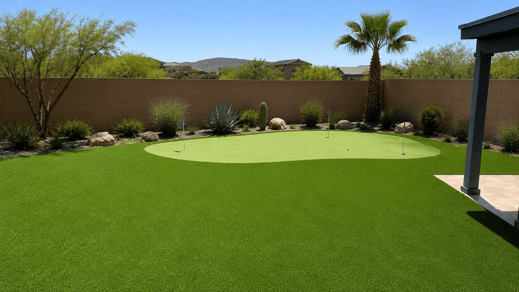After — custom backyard putting green with realistic roll — Phoenix, AZ