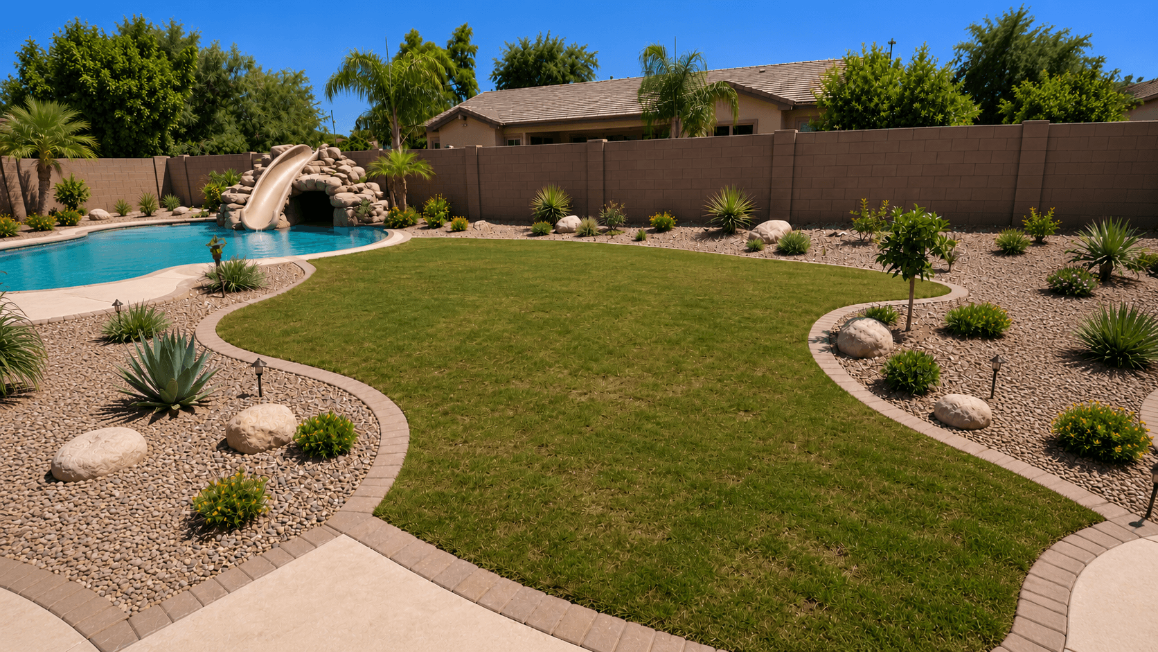 Before — backyard before custom putting green install — Chandler, AZ
