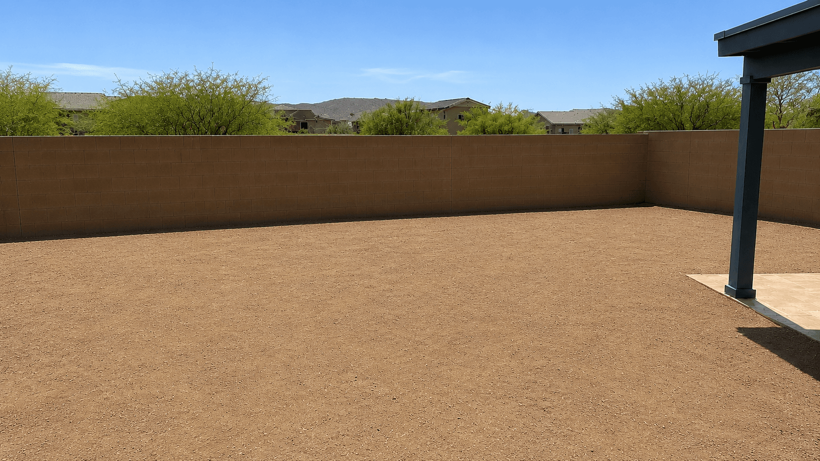 Before — bare backyard before putting green install — Phoenix, AZ